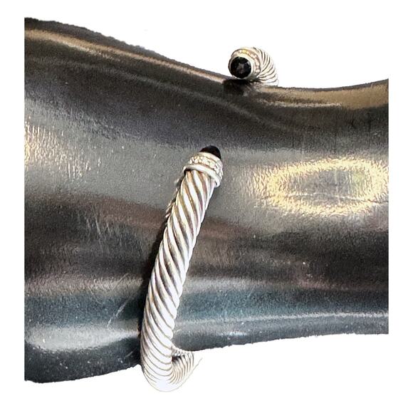 David Yurman Onyx & Diamond Classic Cable Cuff - Picture 5 of 8